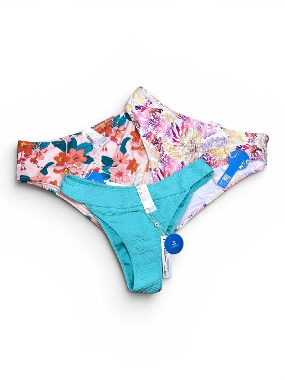 3 Women's Cupshe Swimsuit Bottoms Size Large Assorted Bundle Lot Reef Floral